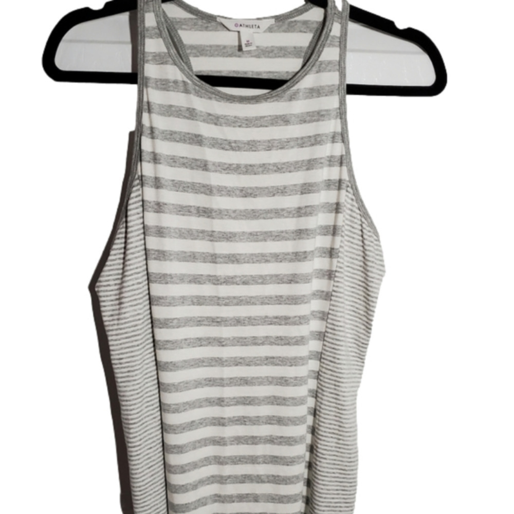 ATHLETA Oatmeal Colored Striped Tank